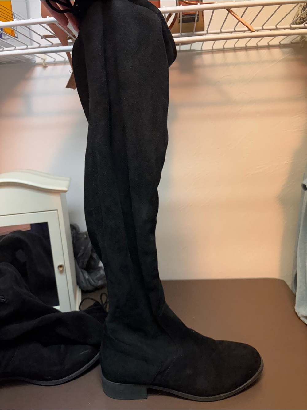 Over the knee black boots